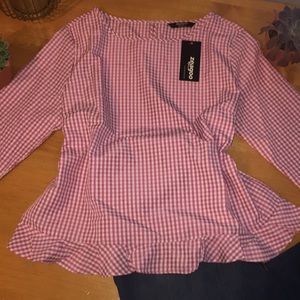 Striped gingham fashion top
